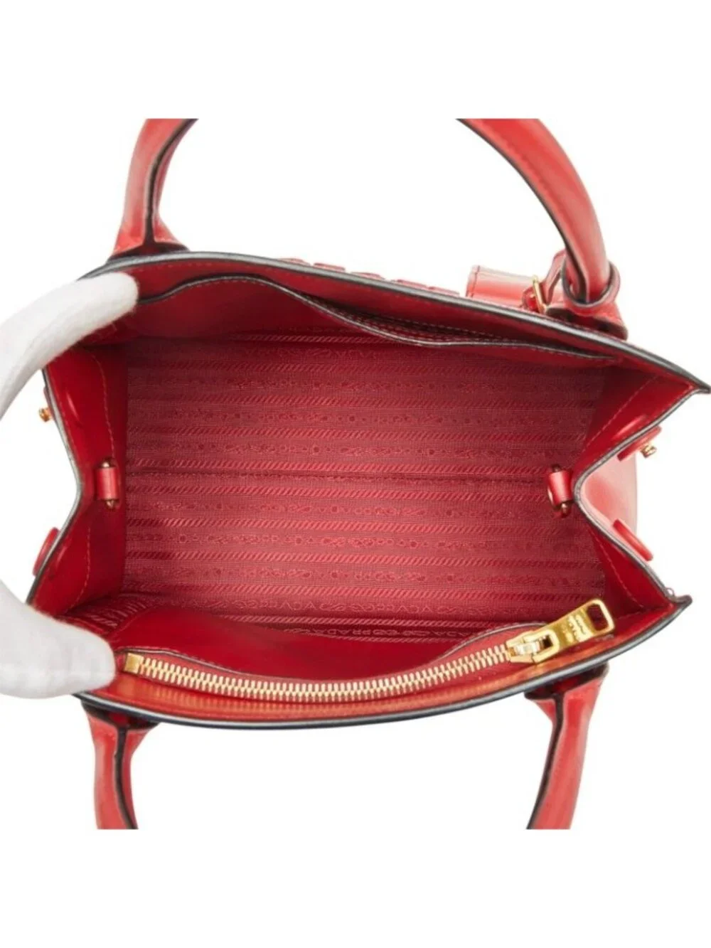 Prada Monochrome Shoulder Bag Red Leather